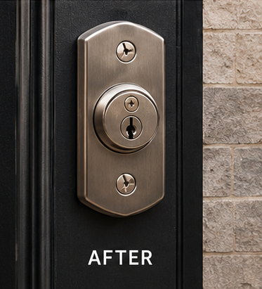 Door hardware after replacement